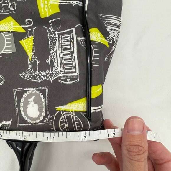 Lulu by Lulu Guinness London Print Tote Bag w/ Pouch Matching Black Yellow White - Picture 6 of 16